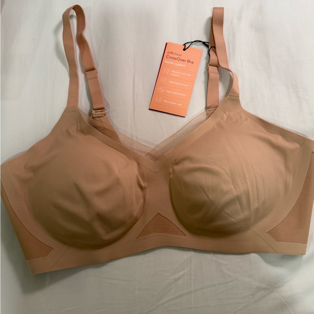 Honeylove CrossOver bra, wire free - XL, Sand (NWT)